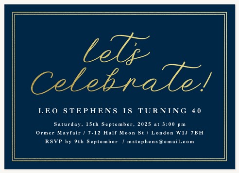 Gilded Honour Adult Birthday Party Invitations