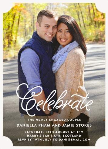 Curled Script Engagement Party Invitations