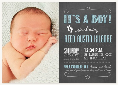 Chalkboard Hello Baby Announcements