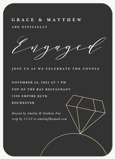 Golden Ring Engagement Party Invitations