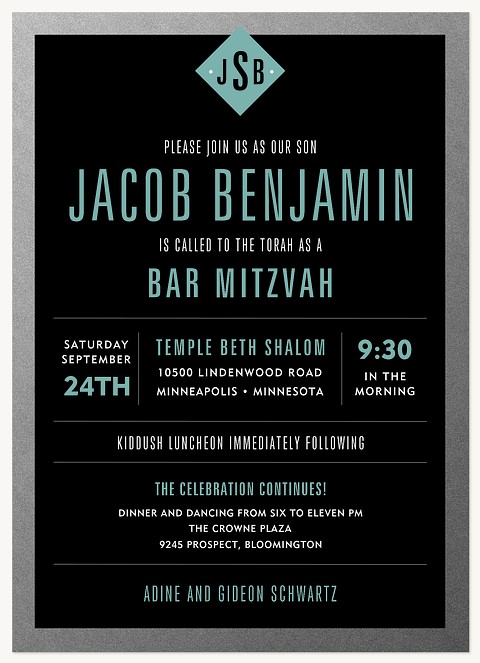 Standing Tall Bar Mitzvah Invitations