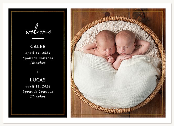 Twofold Welcome Twin Birth Announcements