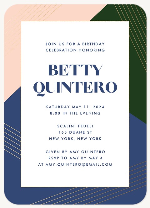 Fresh Colorblock Adult Birthday Party Invitations