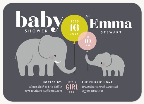 Petite Elephant Baby Shower Invites