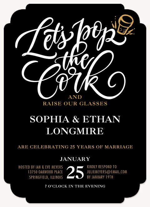 Pop The Cork Wedding Anniversary Invitations