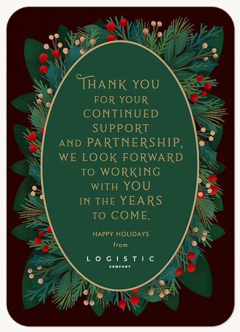Wreath of Thanks Business Holiday Cards