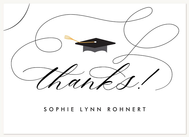 Flourished Grad Hat Thank You Cards 