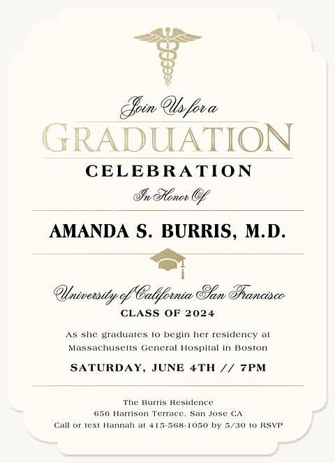 Classic Doctorate Graduation Invitations
