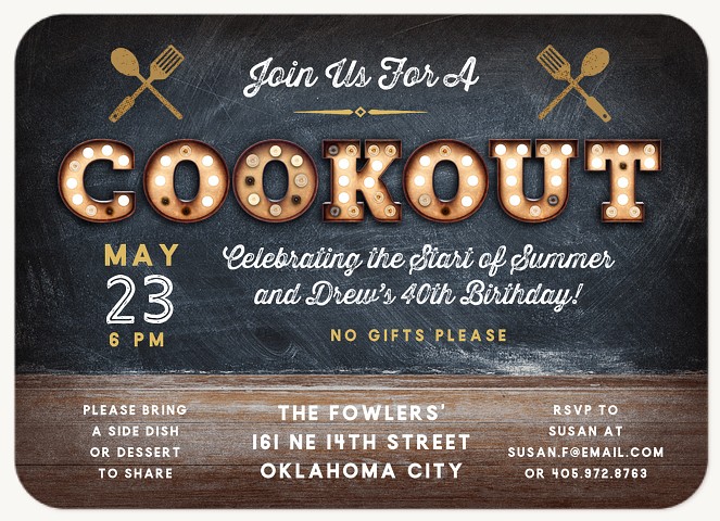 Country Cookout Summer Party Invitations