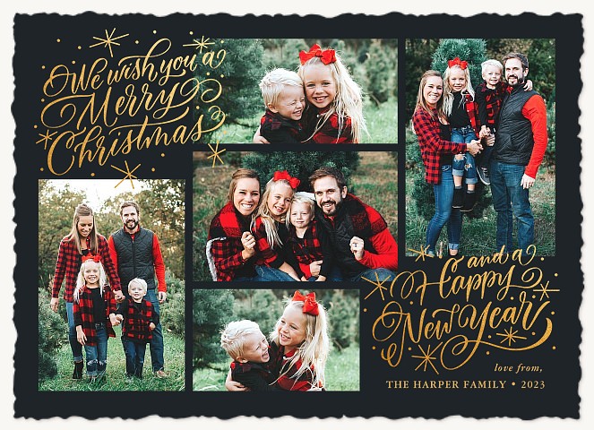 Golden Festivities Personalized Holiday Cards