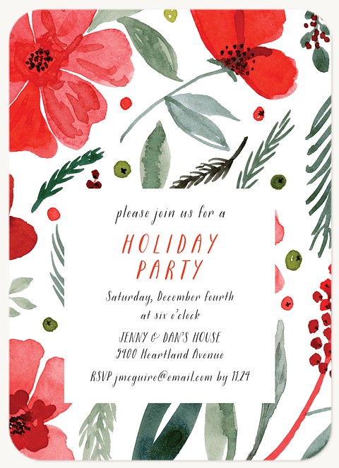 Festive Flowers Holiday Party Invitations