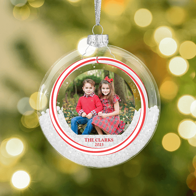 Peppermint Frame Personalized Ornaments