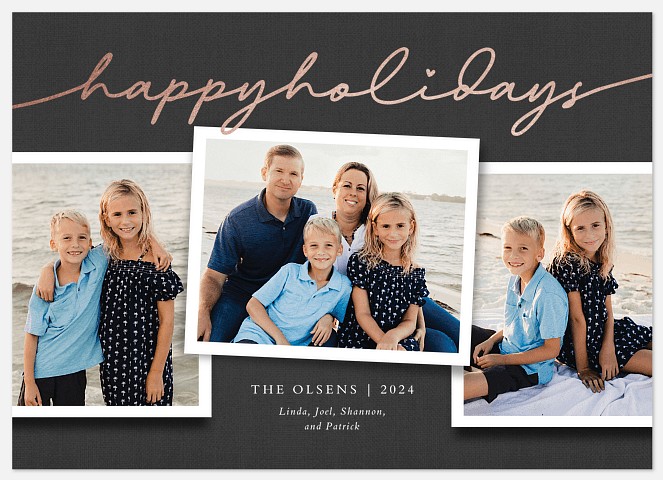 Linen Trio Holiday Photo Cards