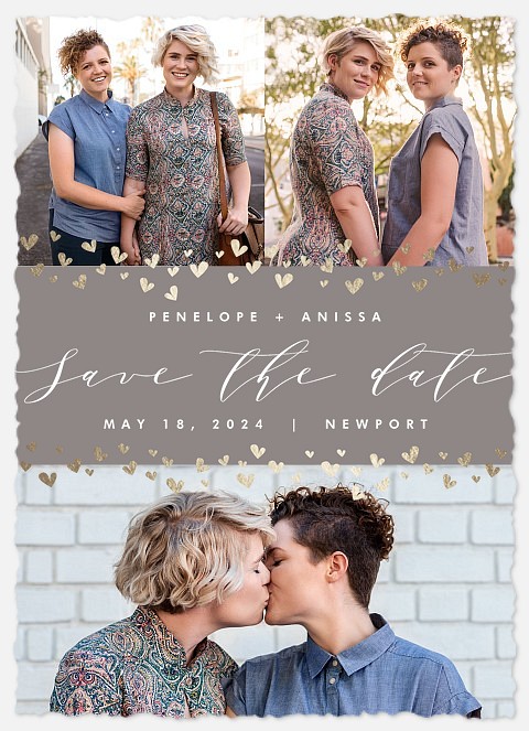 Shimmering Hearts Save the Date Photo Cards