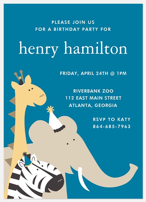 Party Animals Kids' Birthday Invitations
