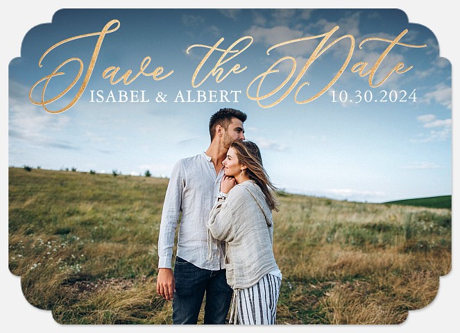Stylishly Golden Save the Date Photo Cards