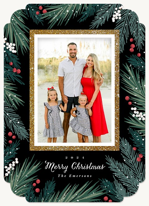 Pine & Glitter Personalized Holiday Cards