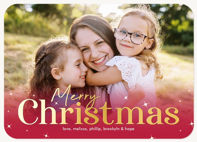 Glimmering Type Personalized Holiday Cards