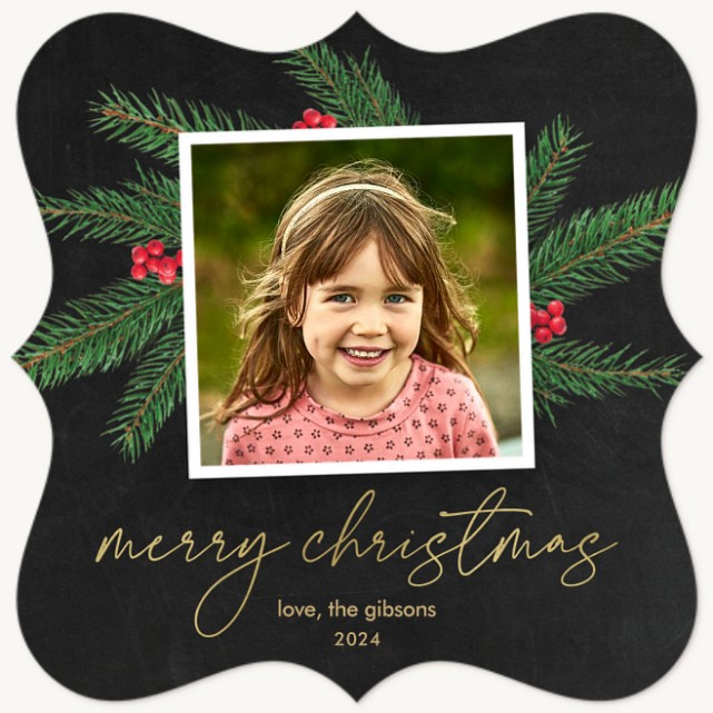 Pine Spray Personalized Holiday Cards