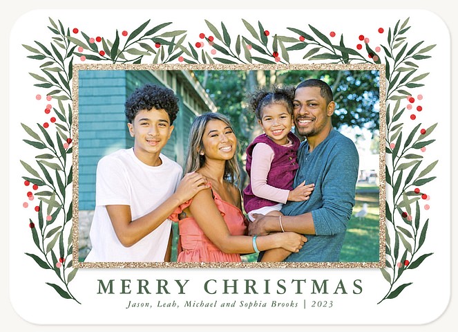 Greenery Frame Personalized Holiday Cards