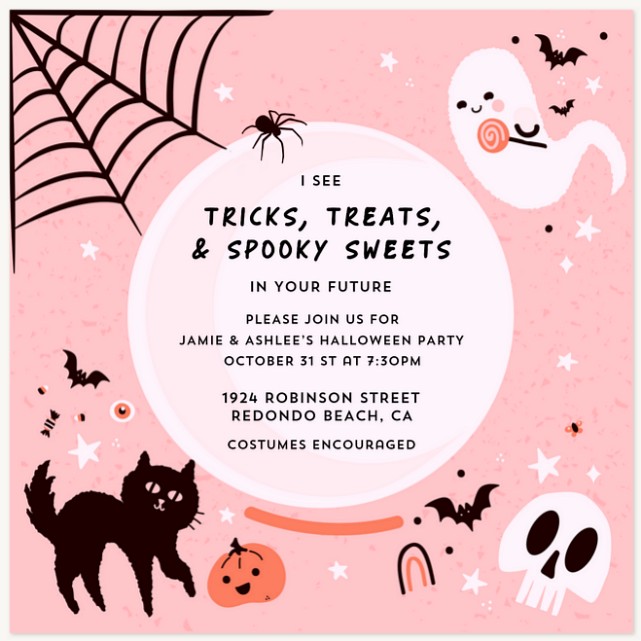 Sweet Fortune Halloween Party Invitations