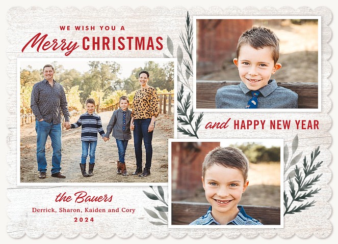 Rustic Wishes Personalized Holiday Cards