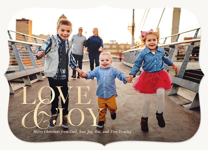 Simple Love & Joy Personalized Holiday Cards