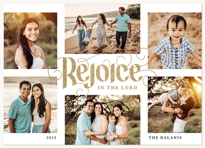 Rejoicing Scroll Personalized Holiday Cards