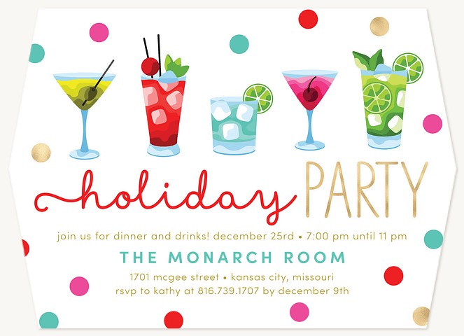 Christmas Cocktails Holiday Party Invitations