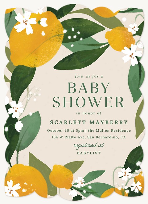 Flowering Citrus Baby Shower Invites