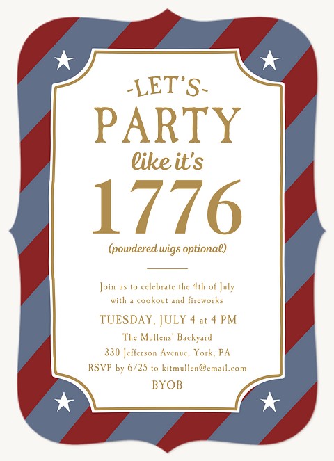 1776 Party Summer Party Invitations