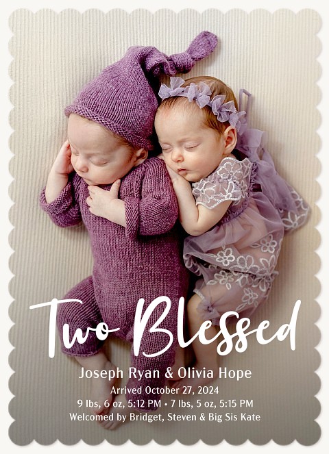 Two Blessed Twin Birth Announcements