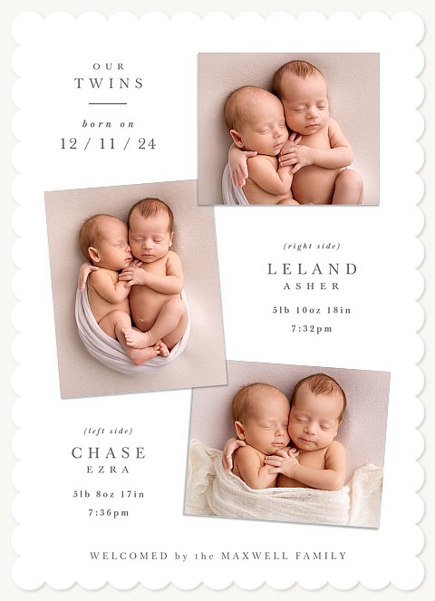 Perfect Pair Twin Birth Announcements