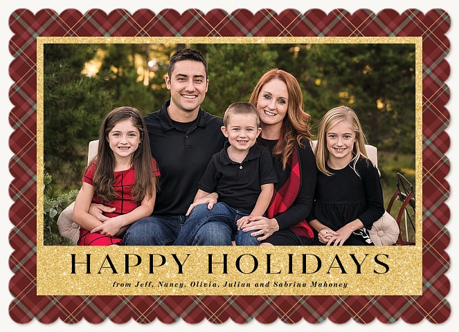 Glitter & Plaid Personalized Holiday Cards