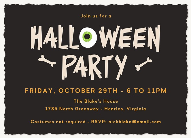 Boneyard Party Halloween Party Invitations