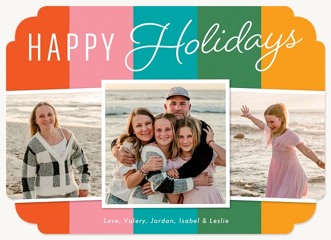 Bright Stripes Personalized Holiday Cards