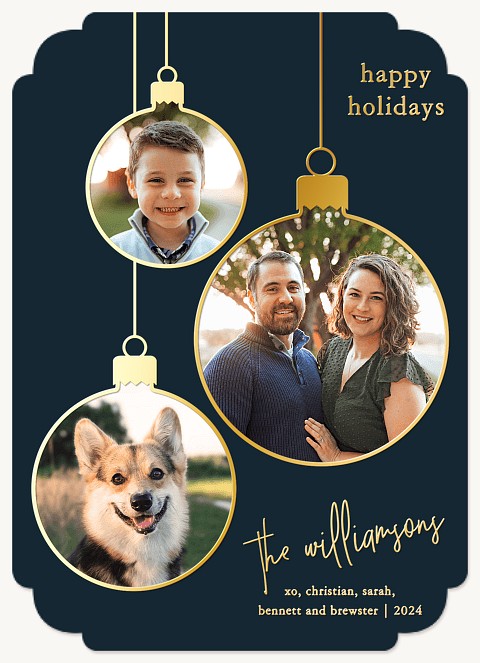 Ornament Trio Personalized Holiday Cards