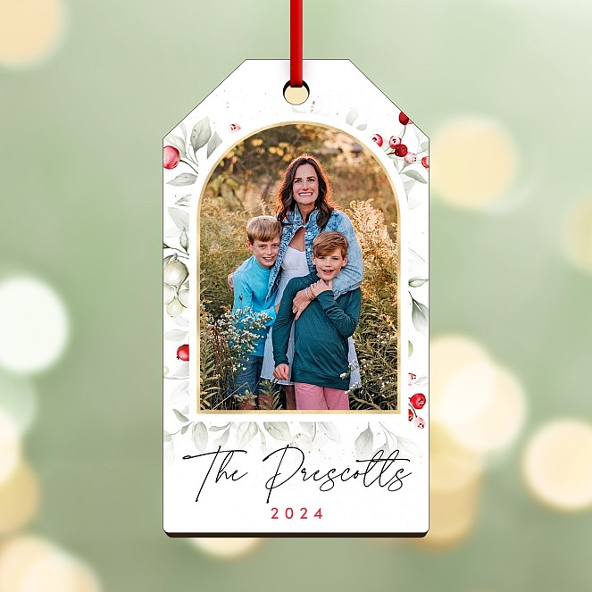Holly Frame Personalized Ornaments