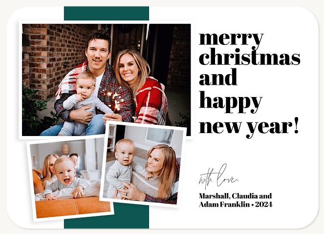 Contemporary Stripe Personalized Holiday Cards