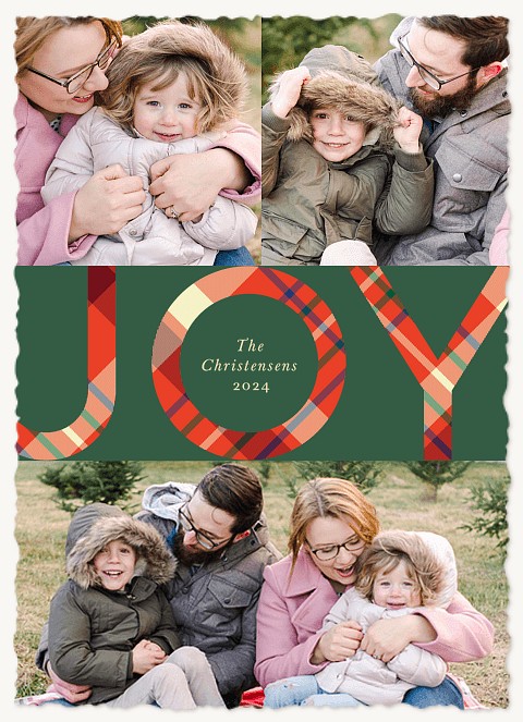 Joy Plaid Personalized Holiday Cards