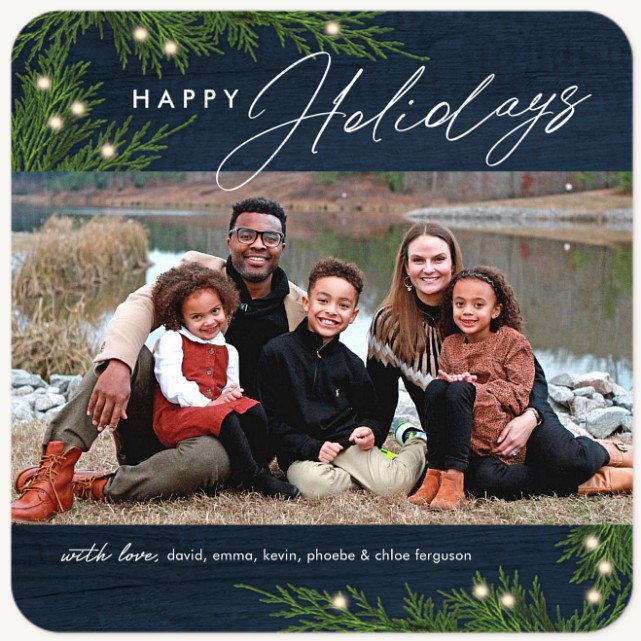 Rustic Greenery Personalized Holiday Cards
