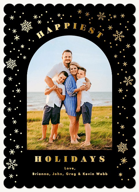 Golden Flurries Personalized Holiday Cards