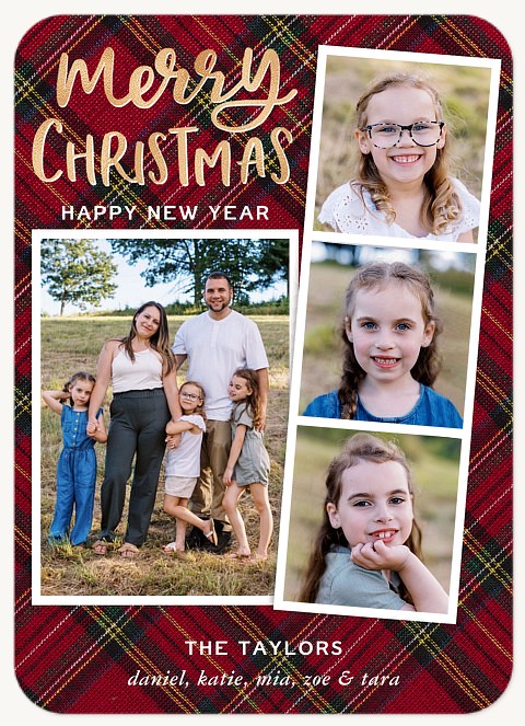 Plaid Stitch Personalized Holiday Cards