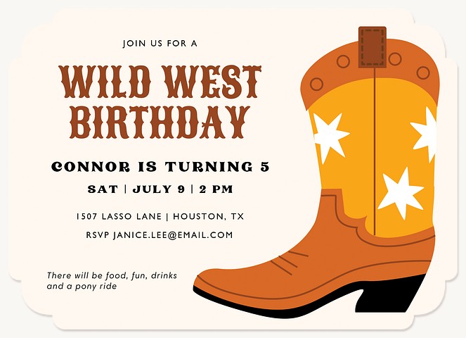 Wild West Kids Birthday Invitations