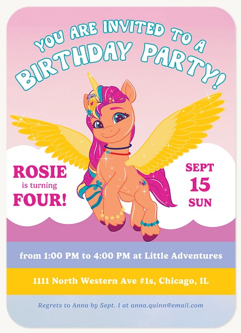 My Little Pony Fly High Kids Birthday Invitations