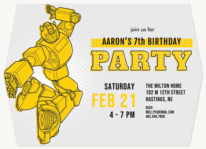 Transformers Big Bash Kids Birthday Invitations