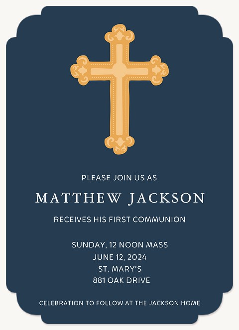 Golden Cross First Communion Invitations