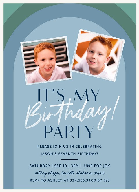 Arching Celebration Kids Birthday Invitations