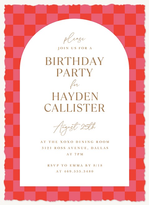 Checkered Arch Adult Birthday Party Invitations