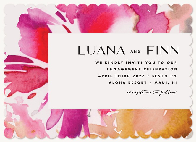 Tropical Watercolor Engagement Party Invitations